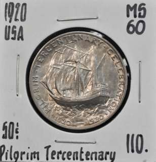 1920 USA Half Dollar Pilgrim Commemorative   MS 60  