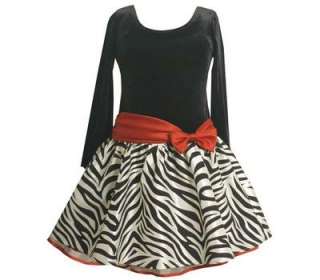   Toddler Girls Black / White Zebra Velvet Holiday Party Dress 2T  