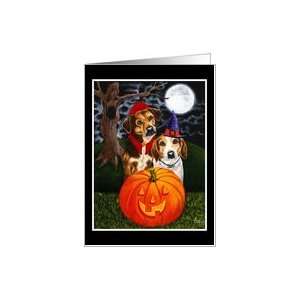  Halloween   Dogs Pumpkin Full Moon Black Border Card 