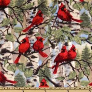  60 Wide WinterFleece Red Bird Fabric By The Yard Arts 