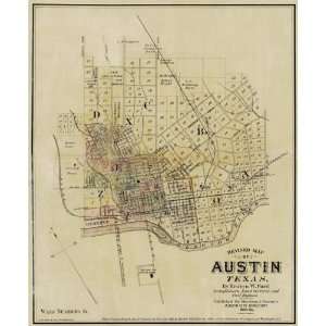  AUSTIN TEXAS (TX/TRAVIS COUNTY) LANDOWNER MAP 1885