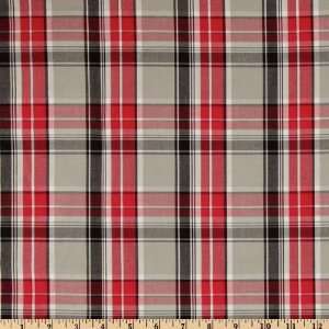  60 Wide Cotton Plaid Shirting Red/Grey/Black Fabric By 