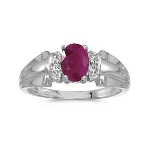    14k White Gold Oval Ruby And Diamond Ring (Size 9.5) Jewelry