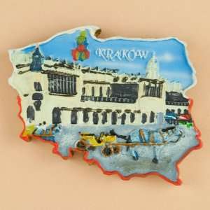  Poland Map Magnet   Krakow, Cloth Hall Patio, Lawn 