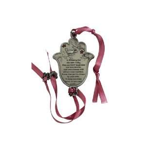  Pewter Baby Blessing English Blessing, Pink Lace and Birds 