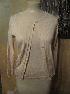 Tocca 2 pc tank & cardigan sweater ivory silk sz L twinset  