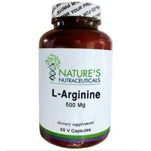 Natures Nutraceuticals L arginine 500 Mg Vegetarian Capsules, 50 