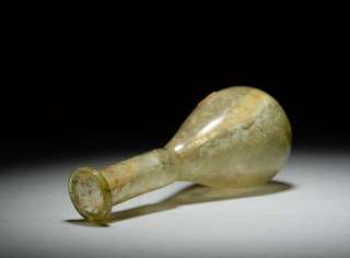 very beautiful ancient Roman glass bottle or unguentarium , dating 