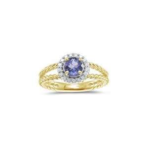  0.17 Cts Diamond & 0.76 Cts Tanzanite Ring in 14K Yellow 