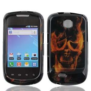 Samsung Dart T499 T 499 Black with Red Fire Flame Ghost Skull Design 