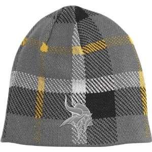  Minnesota Vikings Retro Sport Plaid Cuffless Knit Hat 