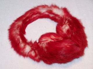 REAL Rex RABBIT pink red white EARMUFFS! VALENTINES DAY  