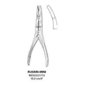 Bone Rongeurs, Mini Ruskin   Double action, curved tip, 6 inch , 15 cm 