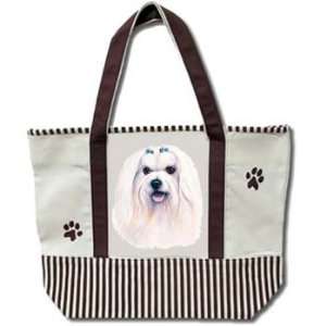  Maltese Brown Striped Tote Bag 