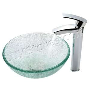 Broken Glass Vessel Sink and Visio Faucet C GV 500 12mm 1810CH: 16.5 