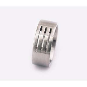  Stainless Steel Ring with Triple Slit Detail: Jewelry
