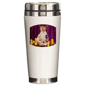 Zen Cat Funny Ceramic Travel Mug by CafePress:  Kitchen 