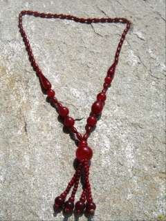 Antique Cherry Red Amber Faturan Beads Necklace  