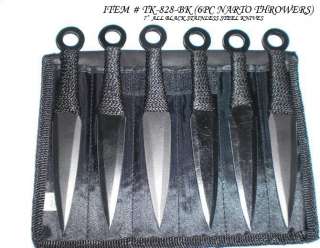 NARUTO SPIKES THROWING KNIVES SET   6 PIECE BLACK   NEW  