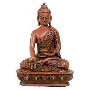  Nepali Buddha in Wish Giving Pose Statue, Aged Red: Home 