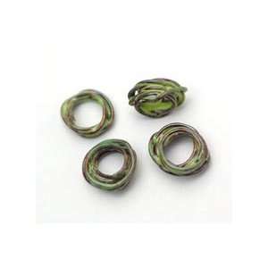  C Koop Beads Lime Green Enamel Twisted Spacer 10mm, 1 pc 