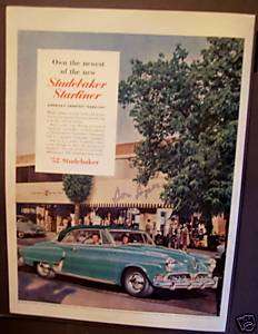 1952 Studebaker Starliner Car Auto vintage print ad  