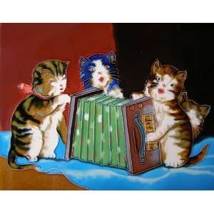   Playing Accordian 11x14x0.25 Ceramic Art Wall Tile: Everything Else