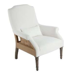  Portia French Country Woven Hemp Linen Arm Chair: Home 