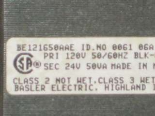 BASLER ELECTRIC BE121650AAE 120V 24VA TRANSFORMER NIB  