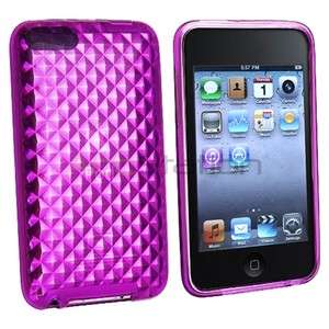 Clear Purple TPU Diamond Rubber Skin Soft Cover Case For iPod Touch 