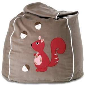   Kids Bean Bag Cover, Red Squirrel on Sand Beanbag