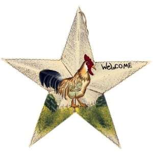  Welcome Rooster Metal Barnstar / 9.5inch: Home & Kitchen