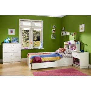  Logik Twin 4 Piece Bedroom Set in Pure White: Home 
