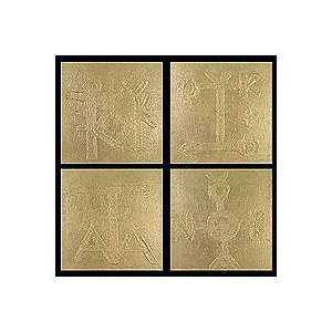  NOVICA Abstract Painting   Golden Dance IV   Growth (set 
