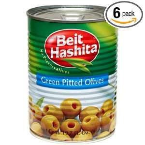 Beit Hashita Green Pitted Olives, 19.7 Ounce (Pack of 6)