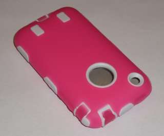 iPhone 3G/3GS PINK/WHITE BEST PROTECTION HYBRID HARD SOFT COVER CASE 