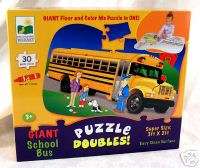 Giant 3 x 2 ft School Bus Jigsaw & Coloring Puzzle__New  