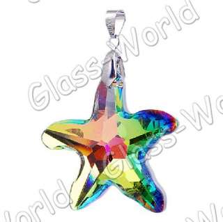 10p 38*41MM Starfish Crystal Glass Bead Pendants+Clasps  
