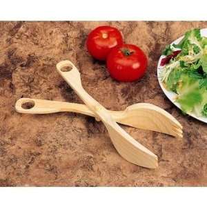  Wooden Scissors Salad Tongs 