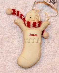 DEPT 56 SNOWBABIES IN STOCKING PERSONALIZED ORNAMENT  