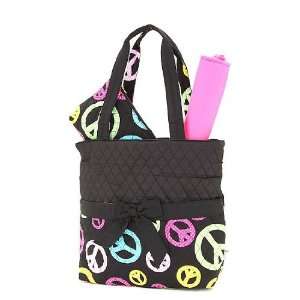  BELVAH Quilted Peace Sign Pattern 3 Piece Diaper Bag 