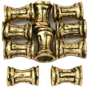 Hourglass Tube Beads Antique Gold Plated 11mm Approx 12:  