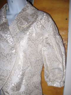   manoush ivory gold brocade lantern trapeze jacket blazer 38 8 medium m