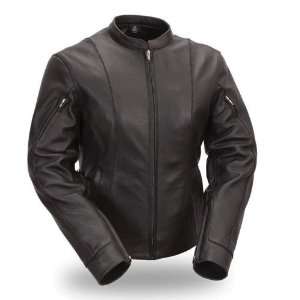  First MFG Womens Side Buckled Racer Leather Jacket. Great 