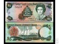 CAYMAN $5 P17 1996 QUEEN SAIL BOAT UNC SCARCE BANK NOTE  