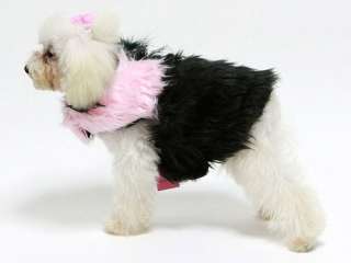 Pet Dog Clothes Apparel  Luxury Design Pink Black Long Pile Faux Fur 