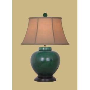  CERAMIC COUNTRY STYLE HUNT GREEN MELON JAR LAMP