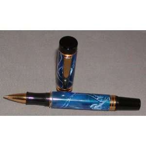   Gold Titanium ElGrande Rollerball Blue Hawaii Acrylic 