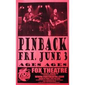  Pinback Boulder Original Rock Concert Poster RARE