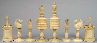 05722: Large Victorian Barleycorn Bone Chess Set  